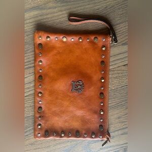 Elegant Orange Leather Money Clip with Studded Design